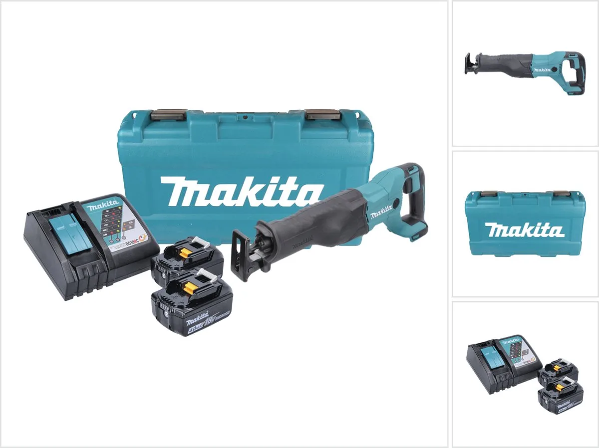 DJR 186 RMK accu reciprozaag 18 V + 2x accu 4.0 Ah + lader + koffer de Makita – image du produit