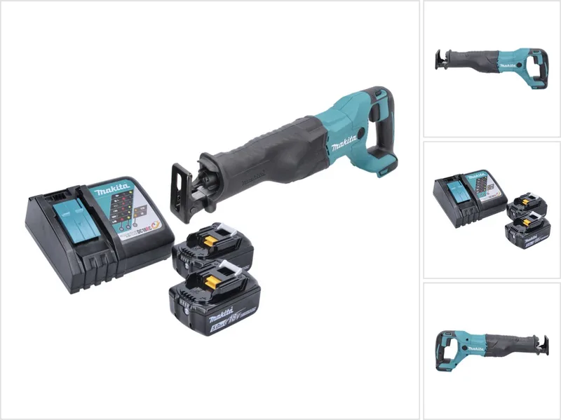 DJR 186 RT accu reciprozaag sabelszaag 18 V + 2x accu 5,0 Ah + oplader van Makita – productafbeelding