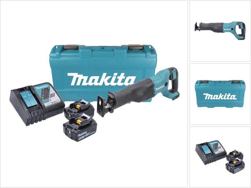 DJR 186 RTK accu reciprozaag 18 V + 2x accu 5.0 Ah + lader + koffer från Makita – produktbild