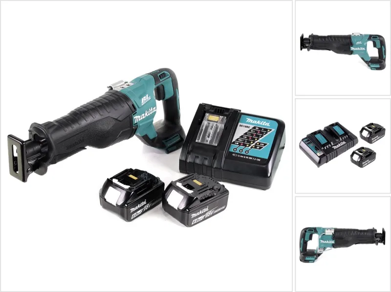 DJR 187 accu reciprozaag 18 V borstelloze reciprozaag + 2x 6,0 Ah accu + oplader från Makita – produktbild