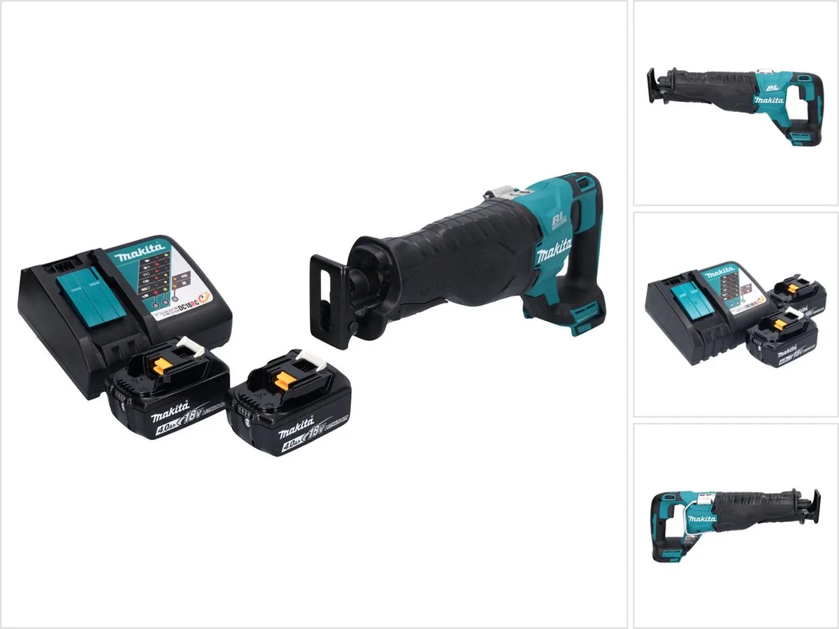 DJR 187 RM accu reciprozaag 18 V borstelloos + 2x accu 4.0 Ah + lader de Makita – image du produit
