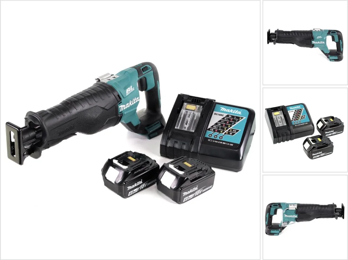 DJR 187 RM accu reciprozaag 18 V borstelloze reciprozaag + 2x 4,0 Ah accu + oplader fra Makita – produktbillede