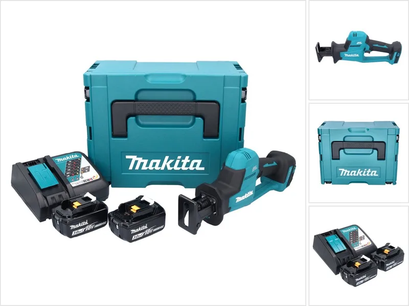DJR 189 RFJ accu reciprozaag sabelszaag 18 V borstelloos + 2x accu 3,0 Ah + oplader + Makpac fra Makita – produktbillede