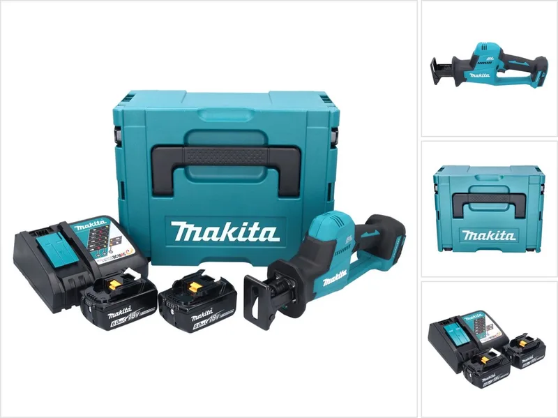DJR 189 RGJ accu reciprozaag sabelszaag 18 V borstelloos + 2x accu 6,0 Ah + oplader + Makpac von Makita – Produktbild