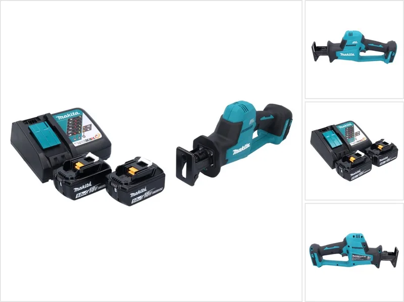 DJR 189 RT accu reciprozaag sabelszaag 18 V borstelloos + 2x accu 5,0 Ah + oplader de Makita – image du produit
