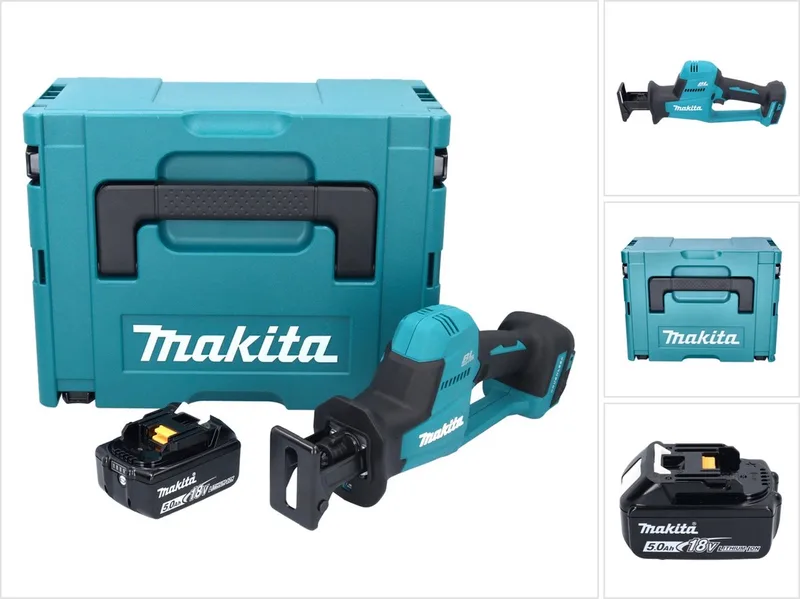 DJR 189 T1J accu reciprozaag sabelszaag 18 V borstelloos + 1x accu 5,0 Ah + Makpac - zonder oplader de Makita – image du produit