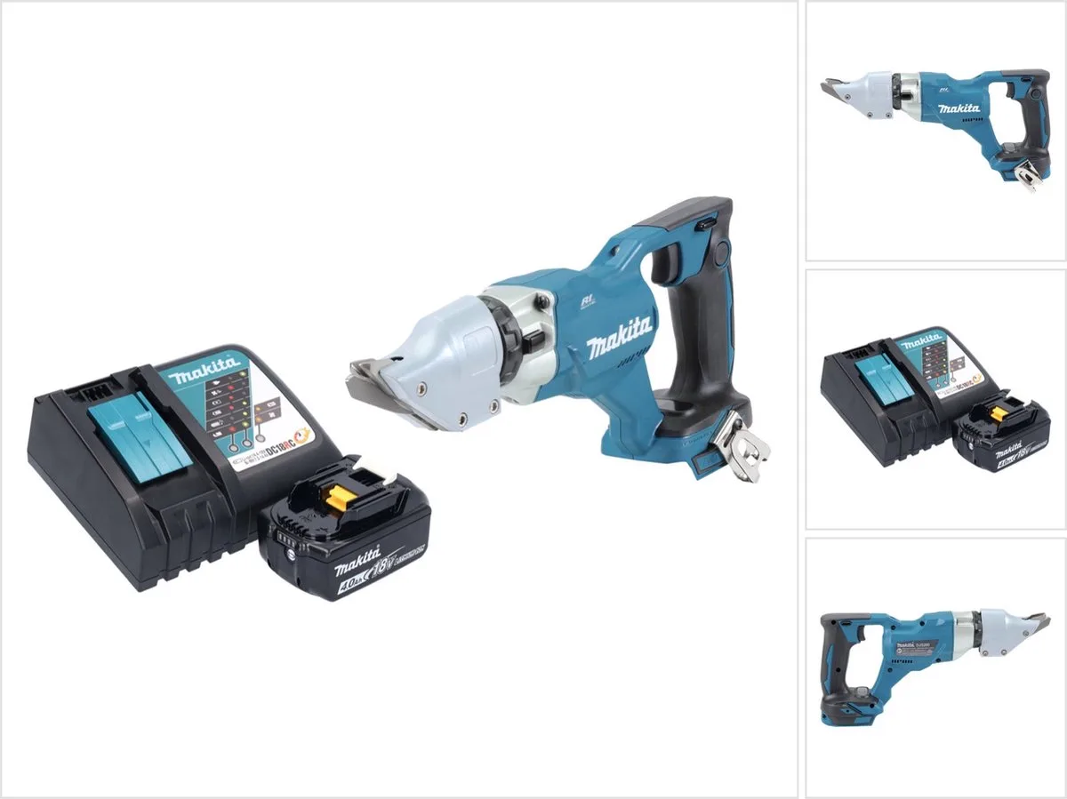 DJS 200 RM1 accu-plaatschaar 18 V 2,0 mm borstelloos + 1x accu 4,0 Ah + oplader by Makita – product image