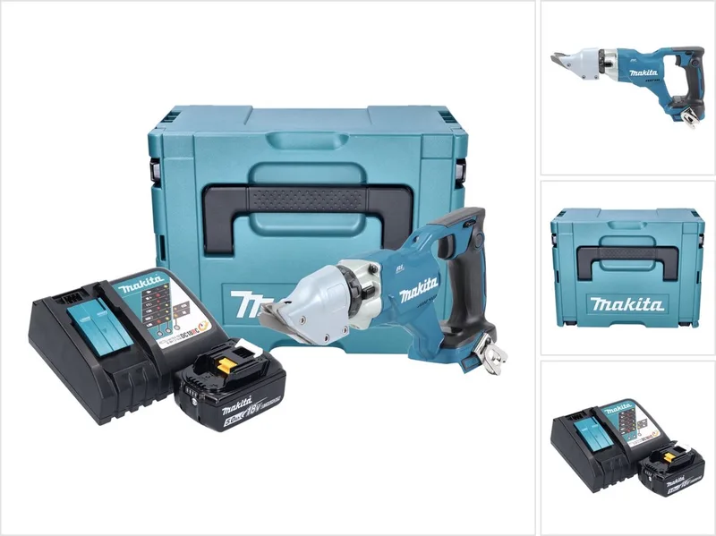DJS 200 RT1J accu-plaatschaar 18 V 2,0 mm borstelloos + 1x accu 5,0 Ah + oplader + Makpac von Makita – Produktbild