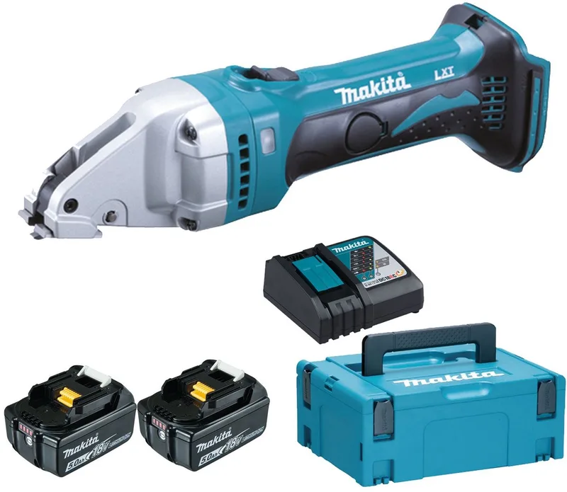 DJS101RTJ Accu-plaatknipper 1,0 mm 18 V / 2x 5,0 Ah Accu + Lader in Makpac fra Makita – produktbillede