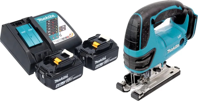 DJV 180 RGX accu-decoupeerzaag 18 V 135 mm + 2x accu 6,0 Ah + oplader de Makita – image du produit