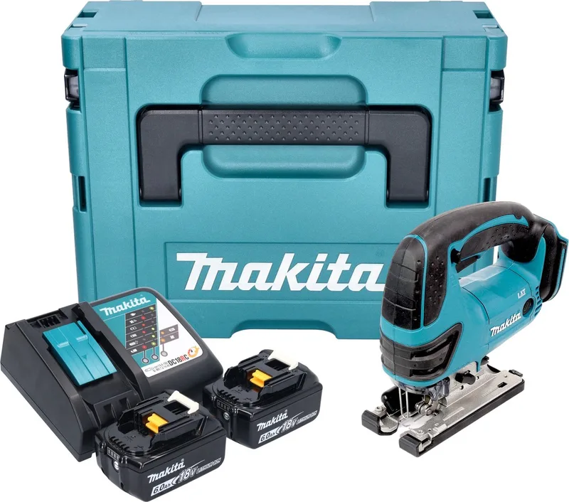 DJV 180 RGXJ accu-decoupeerzaag 18 V 135 mm + 2x accu 6,0 Ah + oplader + Makpac von Makita – Produktbild