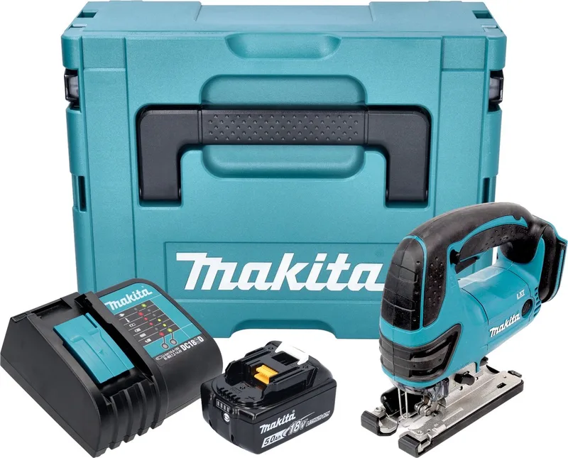 DJV 180 ST1XJ accu-decoupeerzaag 18 V 135 mm + 1x accu 5,0 Ah + oplader + Makpac von Makita – Produktbild