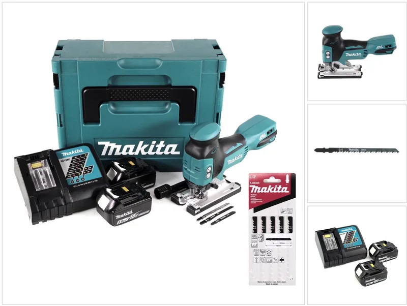 DJV 181 RTJ accu pendelzaag 18V borstelloos + 2x accu 5,0Ah + oplader + 11x zaagblad + Makpac fra Makita – produktbillede