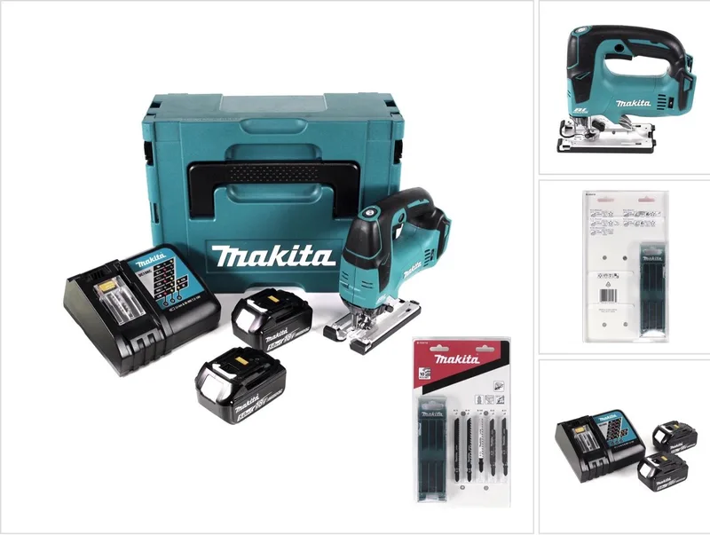 DJV 182 RTJ accu pendelzaag 18V borstelloos + 2x accu 5,0Ah + oplader + 14x zaagblad + Makpac fra Makita – produktbillede
