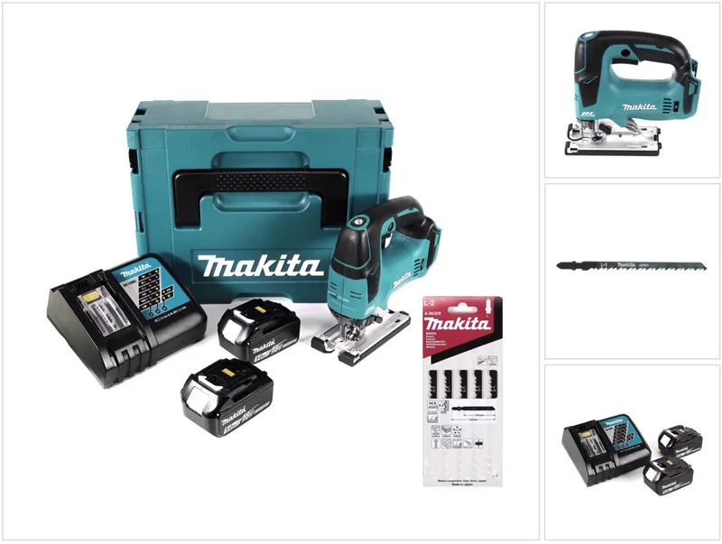 DJV 182 RTJ accu pendelzaag 18V borstelloos + 2x accu 5,0Ah + oplader + 8x zaagblad + Makpac fra Makita – produktbillede