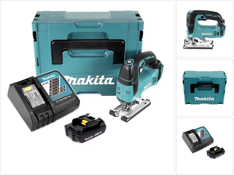 DJV 182 RY1J accu decoupeerzaag 18V borstelloos + 1x accu 1.5Ah + lader + Makpac de Makita – image du produit