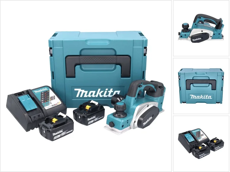 DKP 180 RGJ accuschaafmachine 18 V 82 mm + 2x accu 6.0 Ah + lader + Makpac de Makita – image du produit