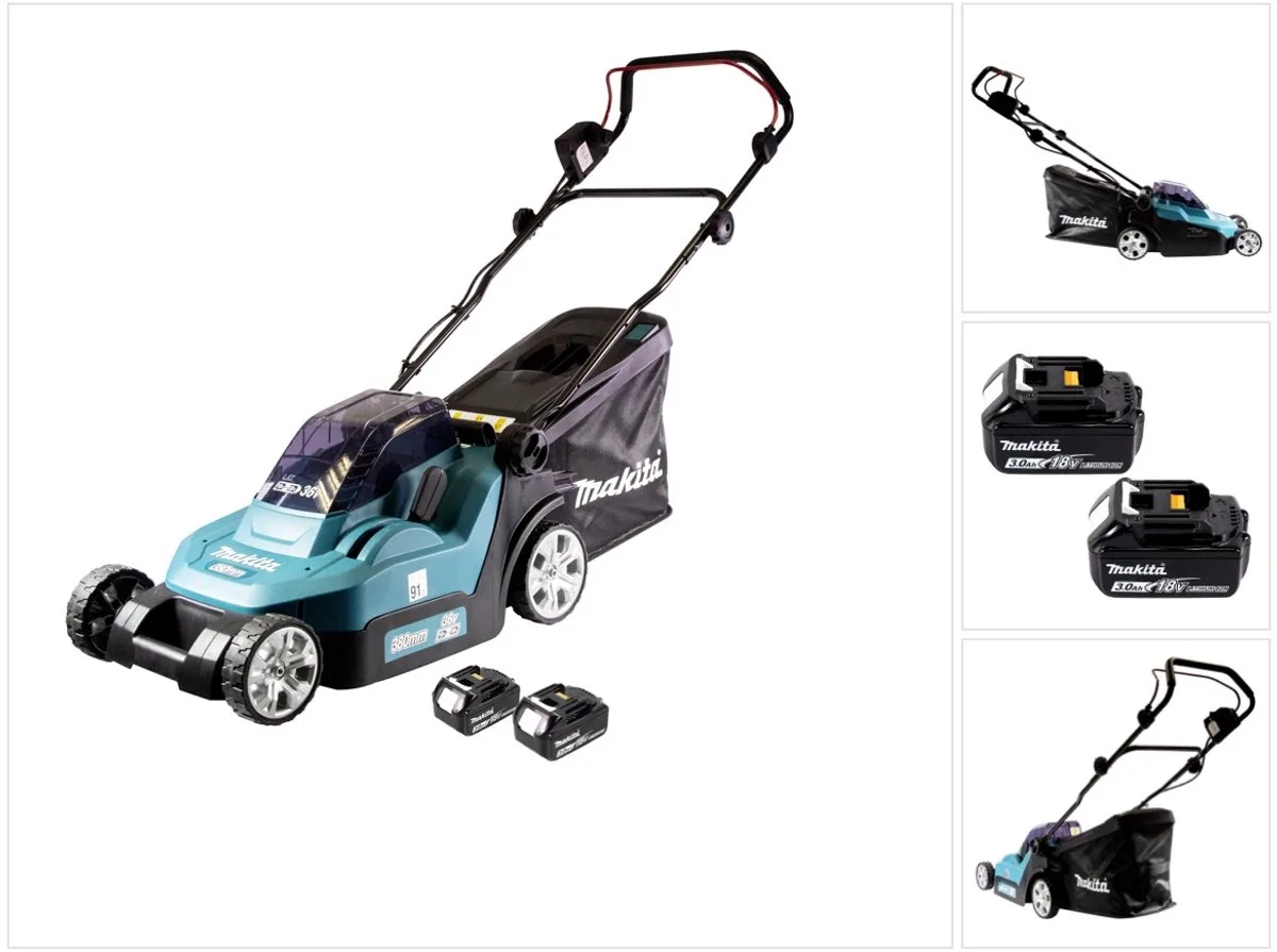 DLM 382 F2 accu grasmaaier 36 V ( 2x 18 V ) 38 cm 40 l + 2x accu 3.0 Ah - zonder lader von Makita – Produktbild