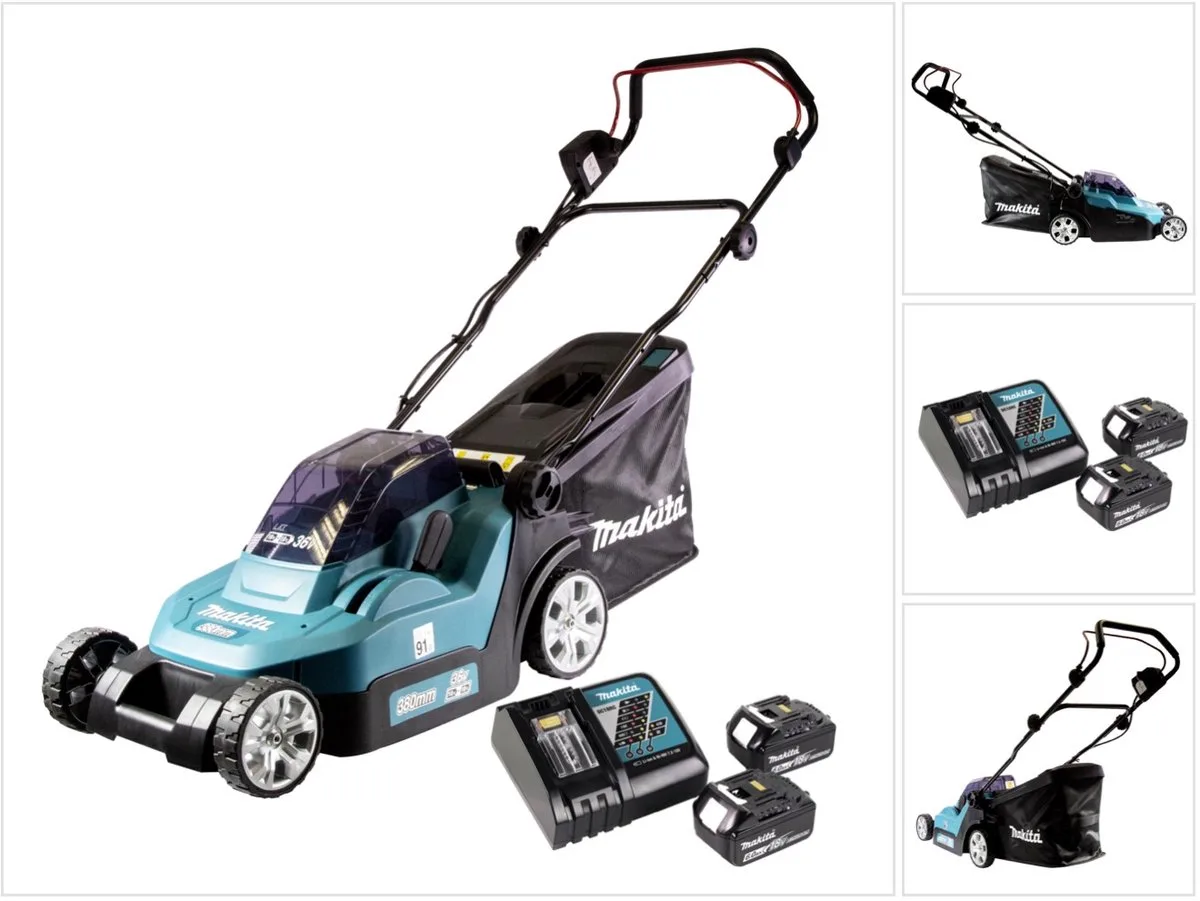 DLM 382 RG2 accu grasmaaier 36 V ( 2x 18 V ) 38 cm 40 l + 2x accu 6.0 Ah + lader de Makita – image du produit