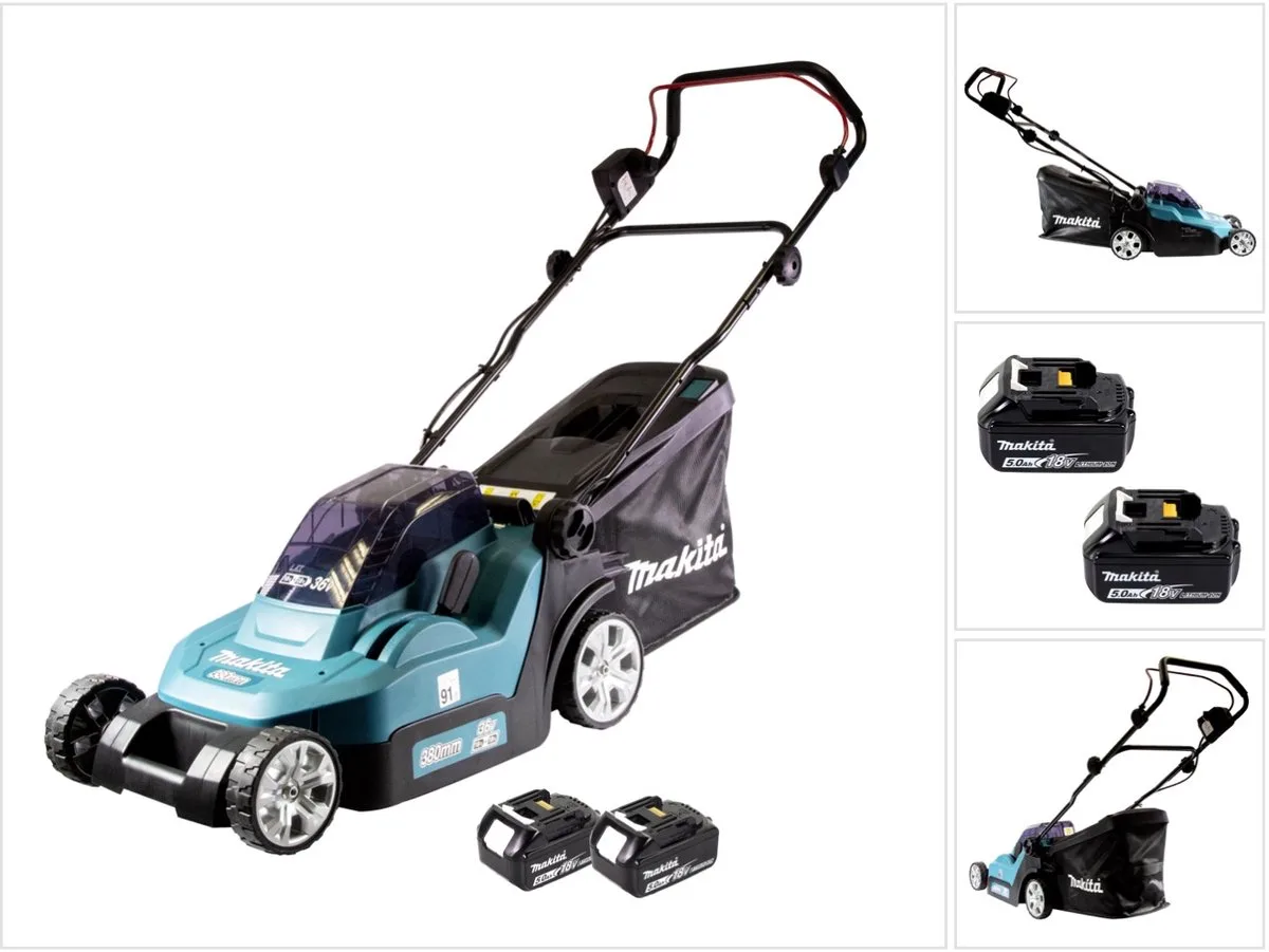 DLM 382 T2 accugrasmaaier 36 V ( 2x 18 V ) 38 cm 40 l + 2x accu 5.0 Ah - zonder lader de Makita – image du produit