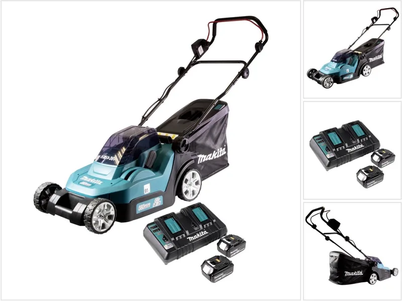 DLM 432 PG2 accu-grasmaaier 36 V (2x 18 V) 43 cm + 2x accu 6,0 Ah + dubbele lader de Makita – image du produit