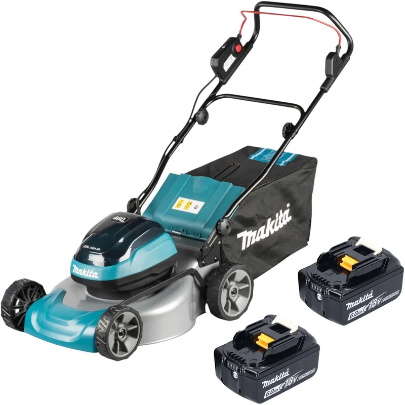 DLM 466 G2 accugrasmaaier 36 V (2x 18 V) 46 cm borstelloos + 2x accu 6,0 Ah – zonder oplader van Makita – productafbeelding