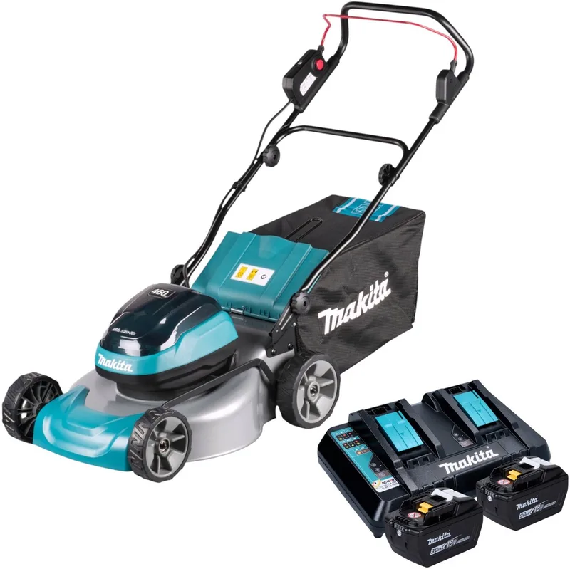 DLM 466 Z accu-grasmaaier 36 V (2x 18 V) 46 cm borstelloos + 2x accu 9,0 Ah + oplader van Makita – productafbeelding