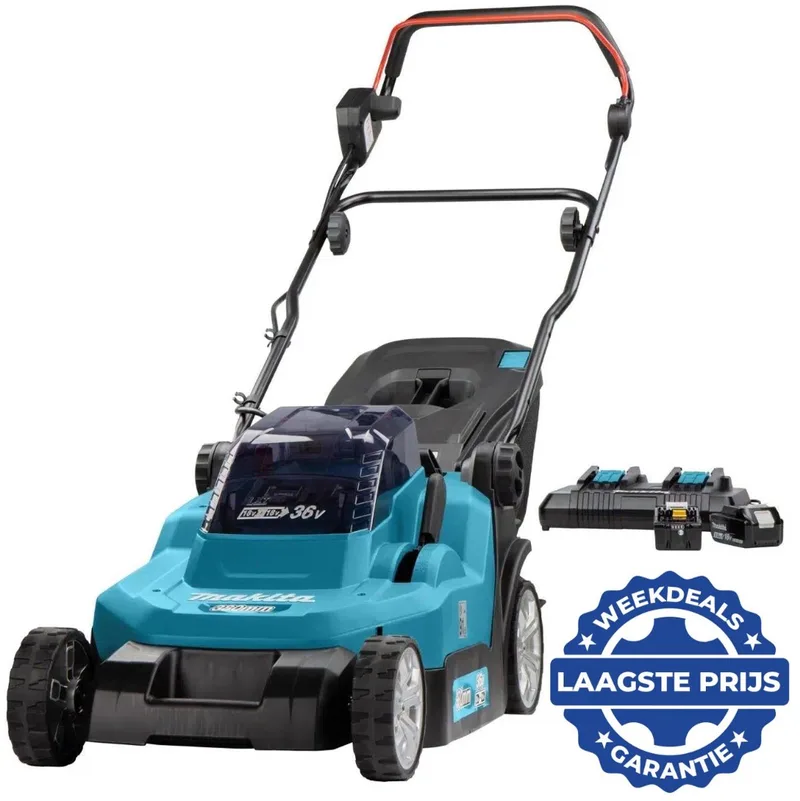 DLM382PT2 Accu Grasmaaier 38cm - incl. accu en lader - 2x18V 5.0Ah van Makita – productafbeelding 1 van 4