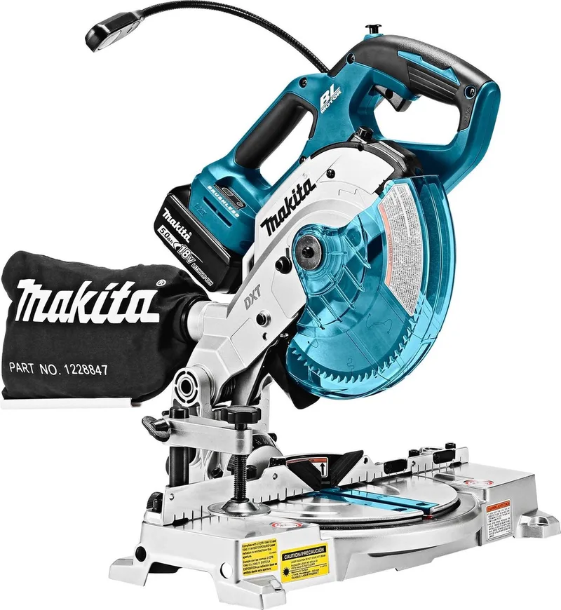 DLS600RTE 18V Li-Ion accu afkort- en verstekzaag set (2x 5.0Ah accu) - 165 x 20mm - koolborstelloos van Makita – productafbeelding