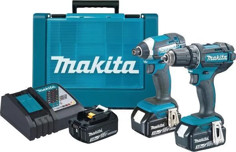DLX2127X1 Combiset - DDF482 18v Boor-/schroefmachine + DTD152 slagschroevendraaier 3,0 Ah accu (3 st), snellader in koffer von Makita – Produktbild