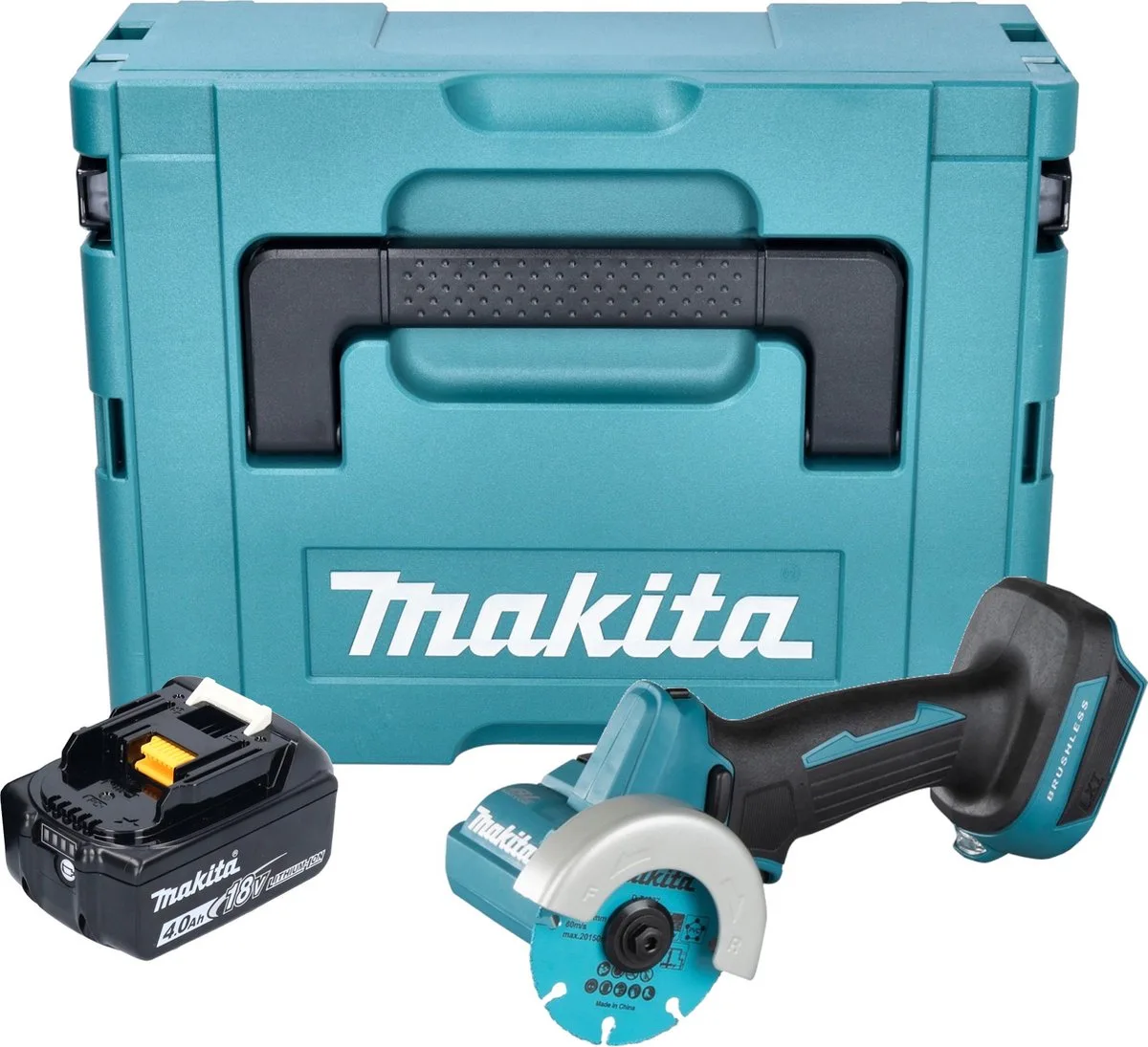 DMC 300 M1J accu haakse slijper 18 V 76 mm borstelloos + 1x oplaadbare accu 4.0 Ah + Makpac - zonder lader de Makita – image du produit