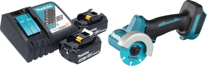 DMC 300 RF accu haakse slijper 18 V 76 mm borstelloos + 2x accu 3.0 Ah + lader von Makita – Produktbild