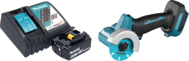 DMC 300 RG1 accu haakse slijper 18 V 76 mm borstelloos + 1x oplaadbare accu 6.0 Ah + lader fra Makita – produktbillede