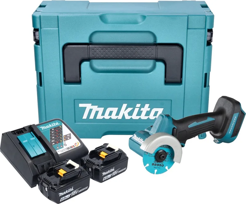 DMC 300 RGJ accu haakse slijper 18 V 76 mm borstelloos + 2x accu 6.0 Ah + lader + Makpac de Makita – image du produit