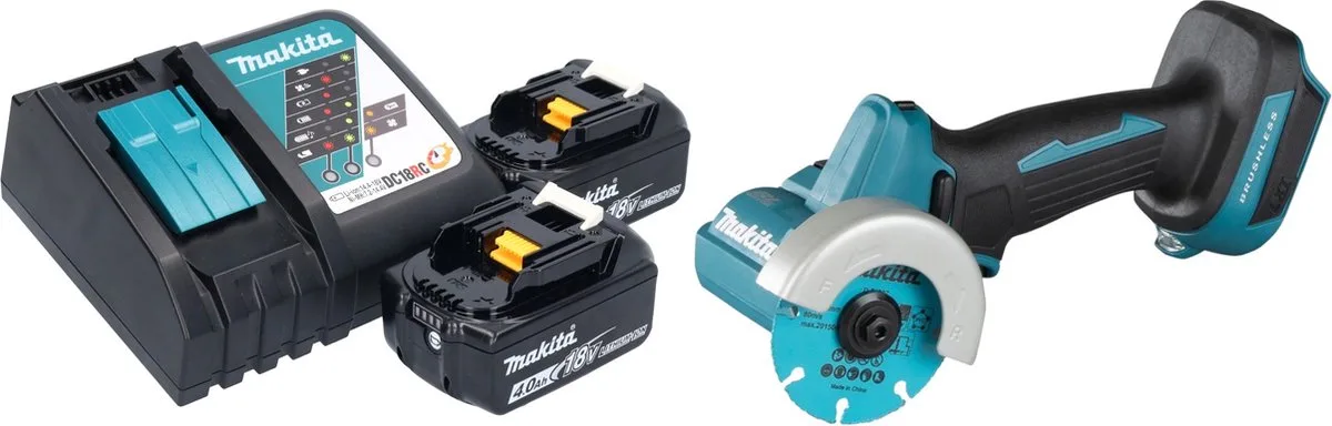 DMC 300 RM accu haakse slijper 18 V 76 mm borstelloos + 2x accu 4.0 Ah + lader by Makita – product image
