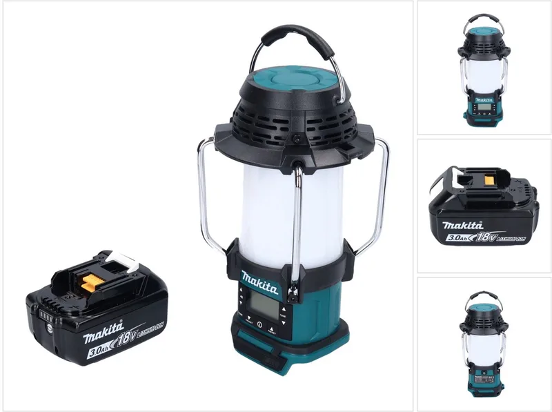 DMR 055 F1 accu-radio 18 V FM met lantaarn 360° zaklamp + 1x accu 3,0 Ah - zonder oplader de Makita, Turquoise – image du produit