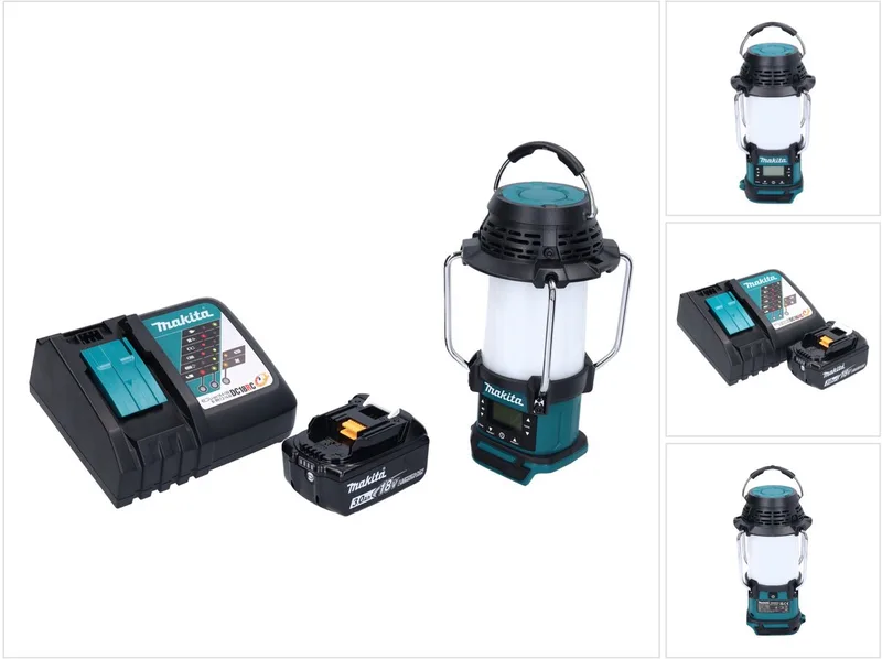 DMR 055 RF1 accu-radio 18 V FM met lantaarn 360° zaklamp + 1x accu 3,0 Ah + oplader de Makita, Vert – image du produit