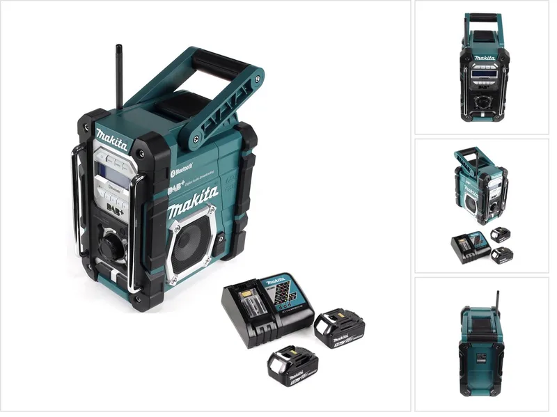 DMR 112 RF accu bouwradio 7,2 - 18V Bluetooth DAB+ + 2x 3,0Ah accu + oplader de Makita, Vert – image du produit
