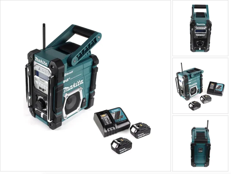 DMR 112 RG accu bouwradio 7,2 - 18V Bluetooth DAB+ + 2x 6,0Ah accu + oplader de Makita, Vert – image du produit