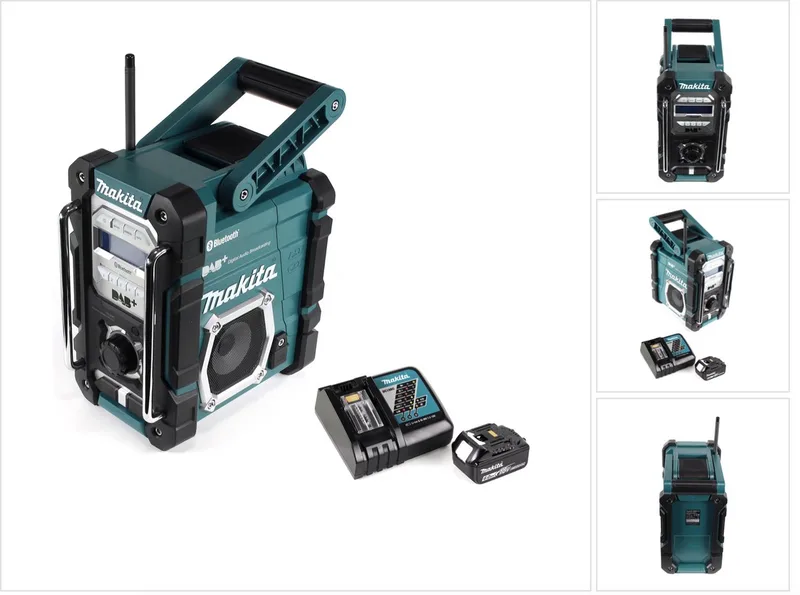 DMR 112 RG1 accu bouwradio 7,2 - 18V Bluetooth DAB+ + 1x 6,0Ah accu + oplader de Makita, Vert – image du produit
