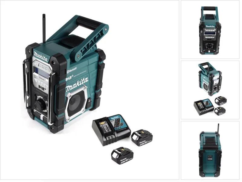 DMR 112 RT accu bouwradio 7,2 - 18V Bluetooth DAB+ + 2x 5,0Ah accu + oplader van Makita, Groen – productafbeelding