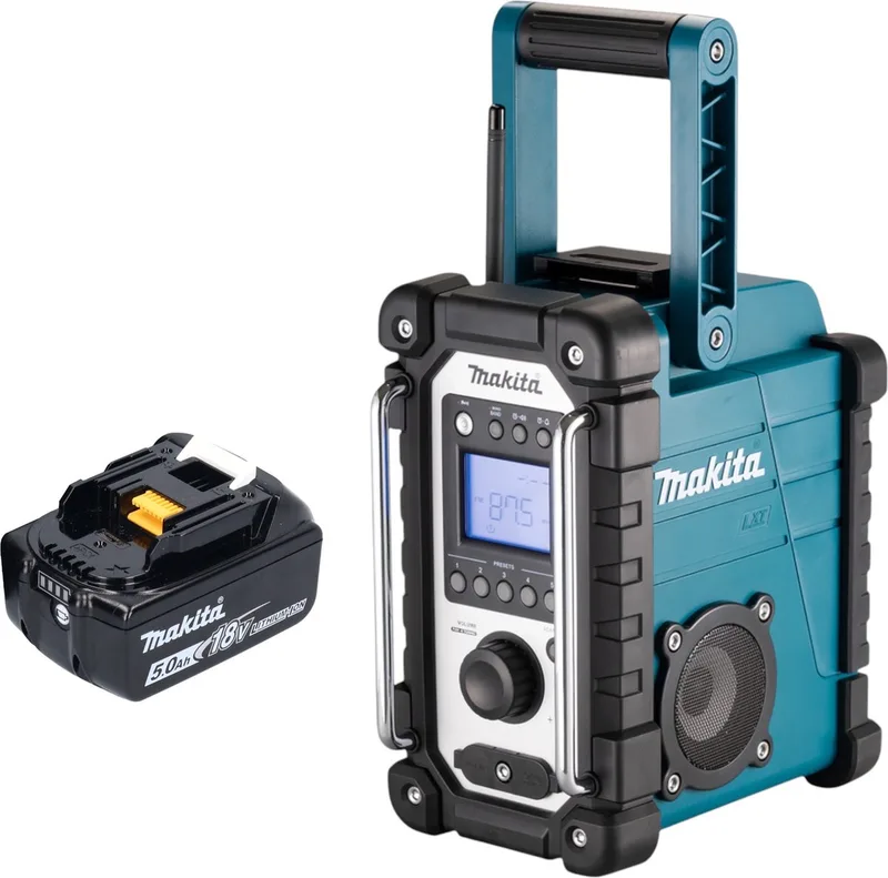 DMR 116 T1 accu bouwradio 14,4 - 18 V AM FM AUX + 1x accu 5,0 Ah - zonder oplader van Makita, Groen – productafbeelding