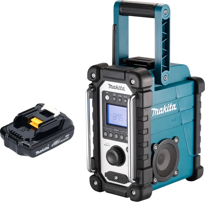 DMR 116 Y1 accu bouwradio 14,4 - 18 V AM FM AUX + 1x accu 1,5 Ah - zonder oplader de Makita, Vert – image du produit