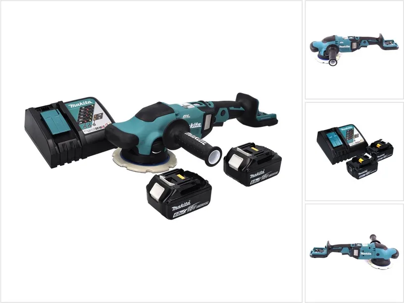 DPO 600 RG accu-excentrische polijstmachine 18 V 150 mm XPT Brushless + 2x accu 6.0 Ah + lader de Makita – image du produit