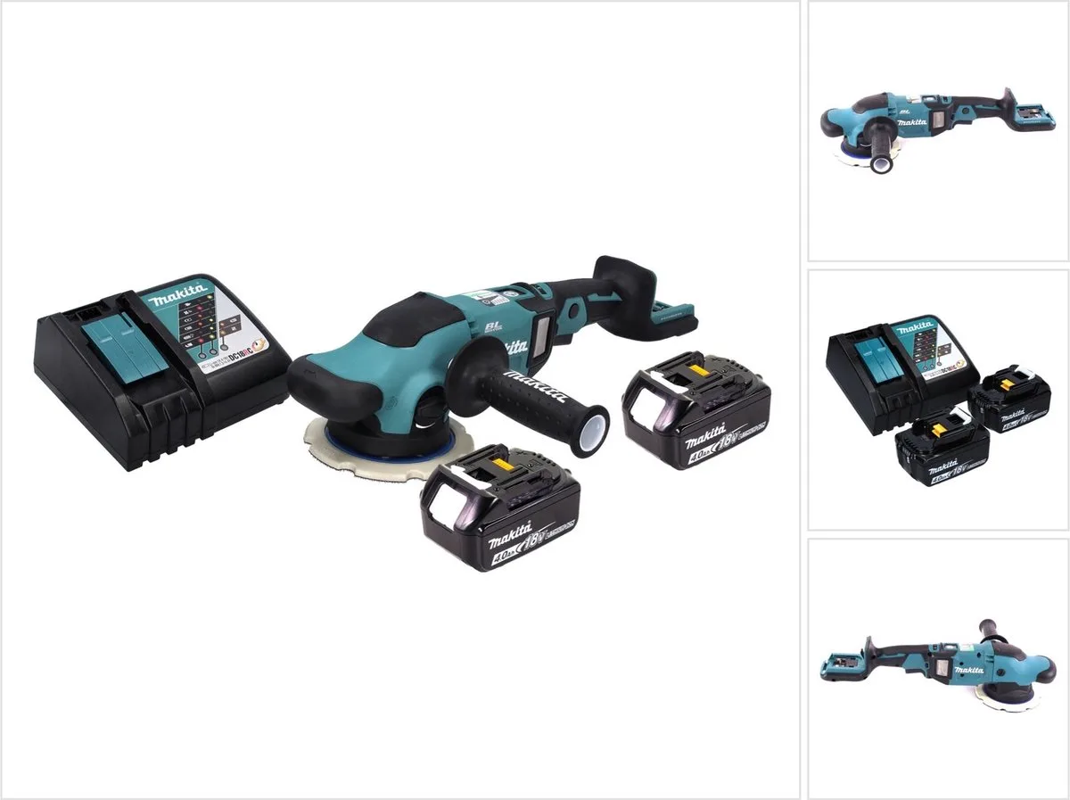 DPO 600 RM accu-excentrische polijstmachine 18 V 150 mm XPT Brushless + 2x accu 4.0 Ah + lader fra Makita – produktbillede