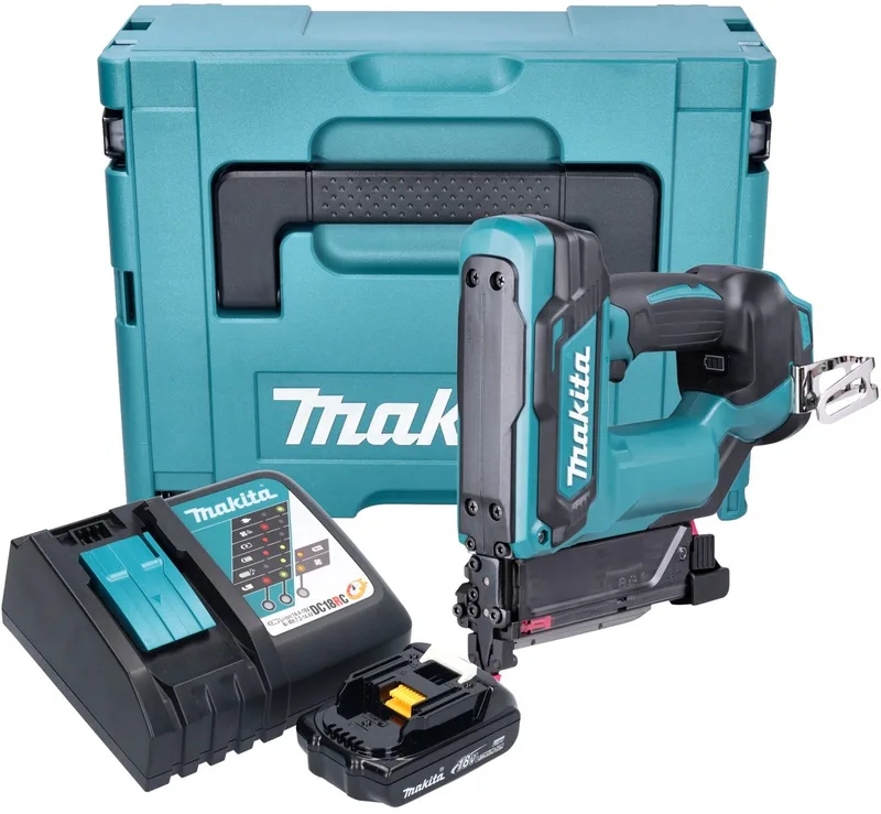 DPT 353 RY1J accu-spijkermachine 18 V 15 - 35 mm + 1x accu 1,5 Ah + oplader + Makpac van Makita – productafbeelding