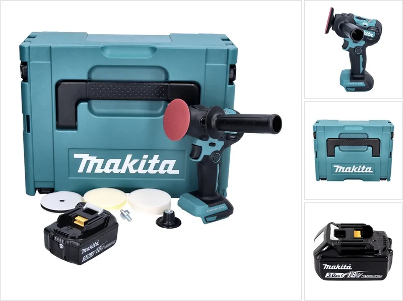 DPV 300 F1J accu-polijstmachine 18 V 50 / 80 mm borstelloos + 1x oplaadbare accu 3.0 Ah + Makpac - zonder lader de Makita – image du produit