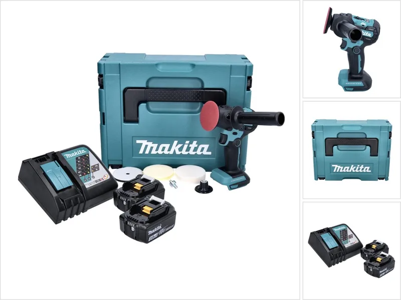 DPV 300 RFJ accu-polijstmachine 18 V 50 / 80 mm borstelloos + 2x accu 3.0 Ah + lader + Makpac de Makita – image du produit