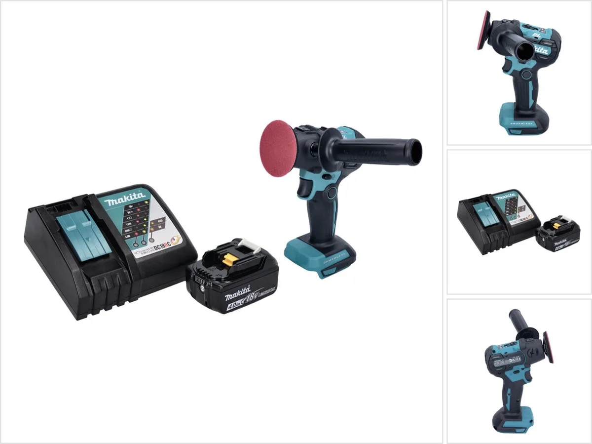 DPV 300 RM1 accu-polijstmachine 18 V 50 / 80 mm borstelloos + 1x oplaadbare accu 4.0 Ah + lader de Makita – image du produit