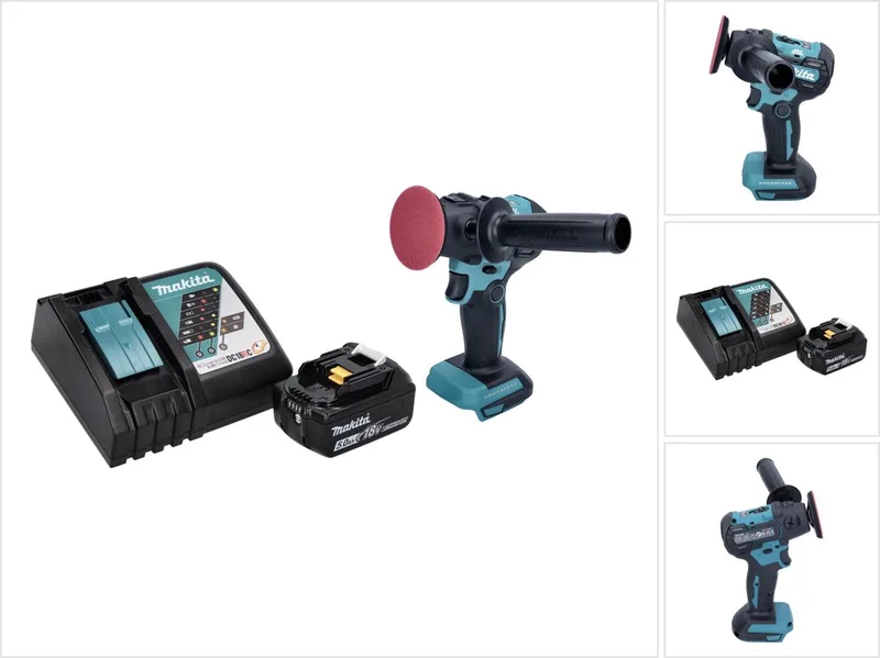 DPV 300 RT1 accu-polijstmachine 18 V 50 / 80 mm borstelloos + 1x oplaadbare accu 5.0 Ah + lader de Makita – image du produit